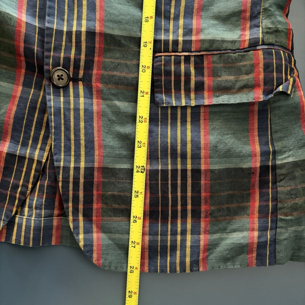 J Crew Ludlow Unstructured Madras Plaid Blazer 36 Slim Linen Preppy Italian Ivy - Picture 11 of 12